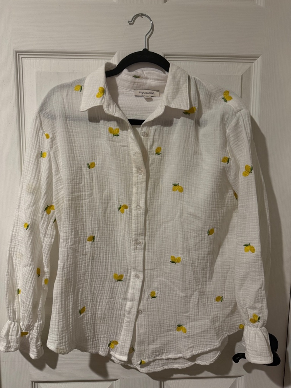 Francesca's White Top with Lemon Accent